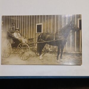 Vintage Sepia Horse & Carriage Art Print — Brown and Cream